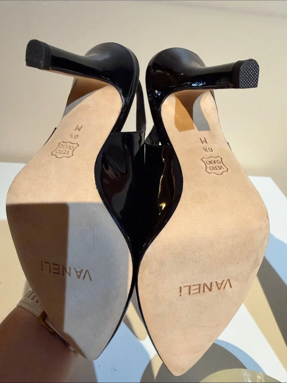 Van Eli Black Patent Slingback Pointed-Toe Pumps